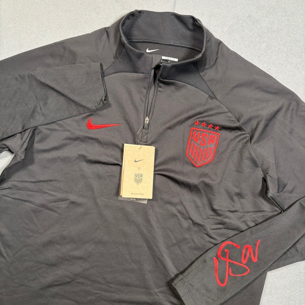 Nike USWNT Strike Drill Top Mens Black Red Dry-FIT Soccer Quarter-Zip Large